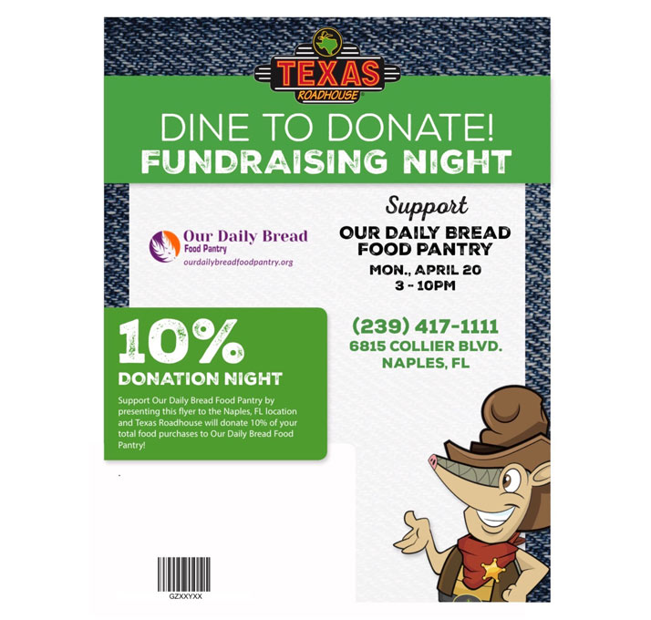 Texas Roadhouse Dine to Donate | Our Daily Bread Food Pantry